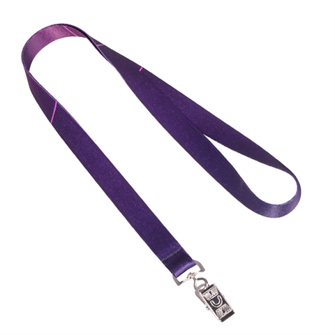 5/8" (15mm) Full Color Purple Lanyards with Bulldog Clip-W642