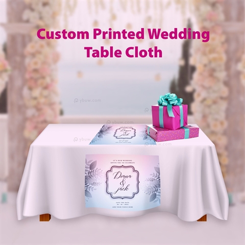 Custom 6 Feet Rectangle Printed Wedding Table Throw - TC0103