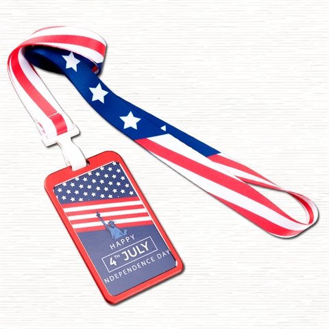 3/4"(20mm) US Flag Lanyard with Aluminium Badge Holder