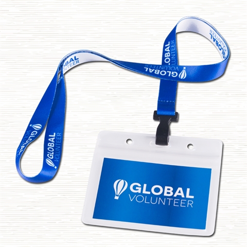 5/8"(15mm) Plastic Hook Lanyards with Horizontal  Name Badge Holder-B25A