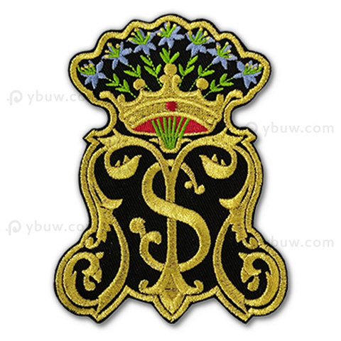 Custom Metallic Gold Thread Embroidered Patches
